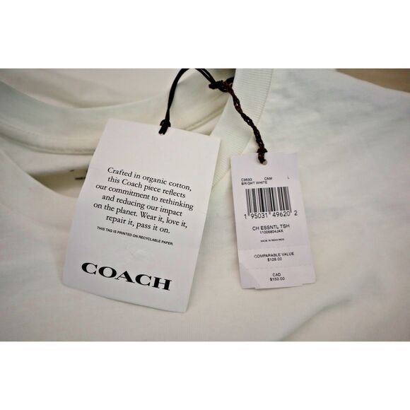 Coach C9693 Men's Sz Large Bright White Essential S/S T-Shirt - Picture 5 of 7